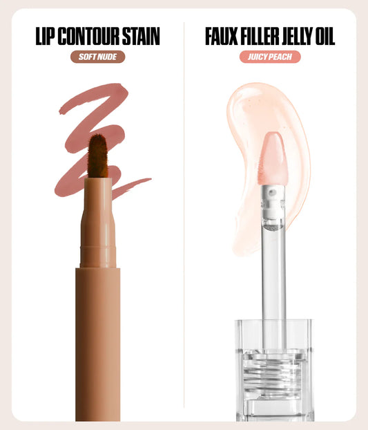 Huda Beauty Makeout Sesh Lip Duo Peachy Nudes